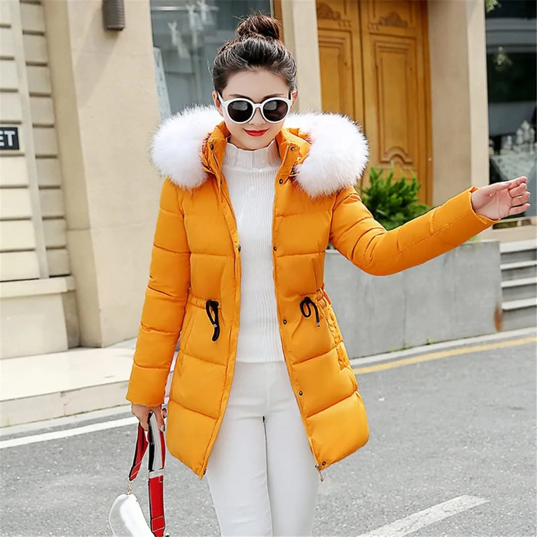 Wvapzxx Winter Women Jacket Hooded Cotton Padded Coat Warm Long Outwear Parka