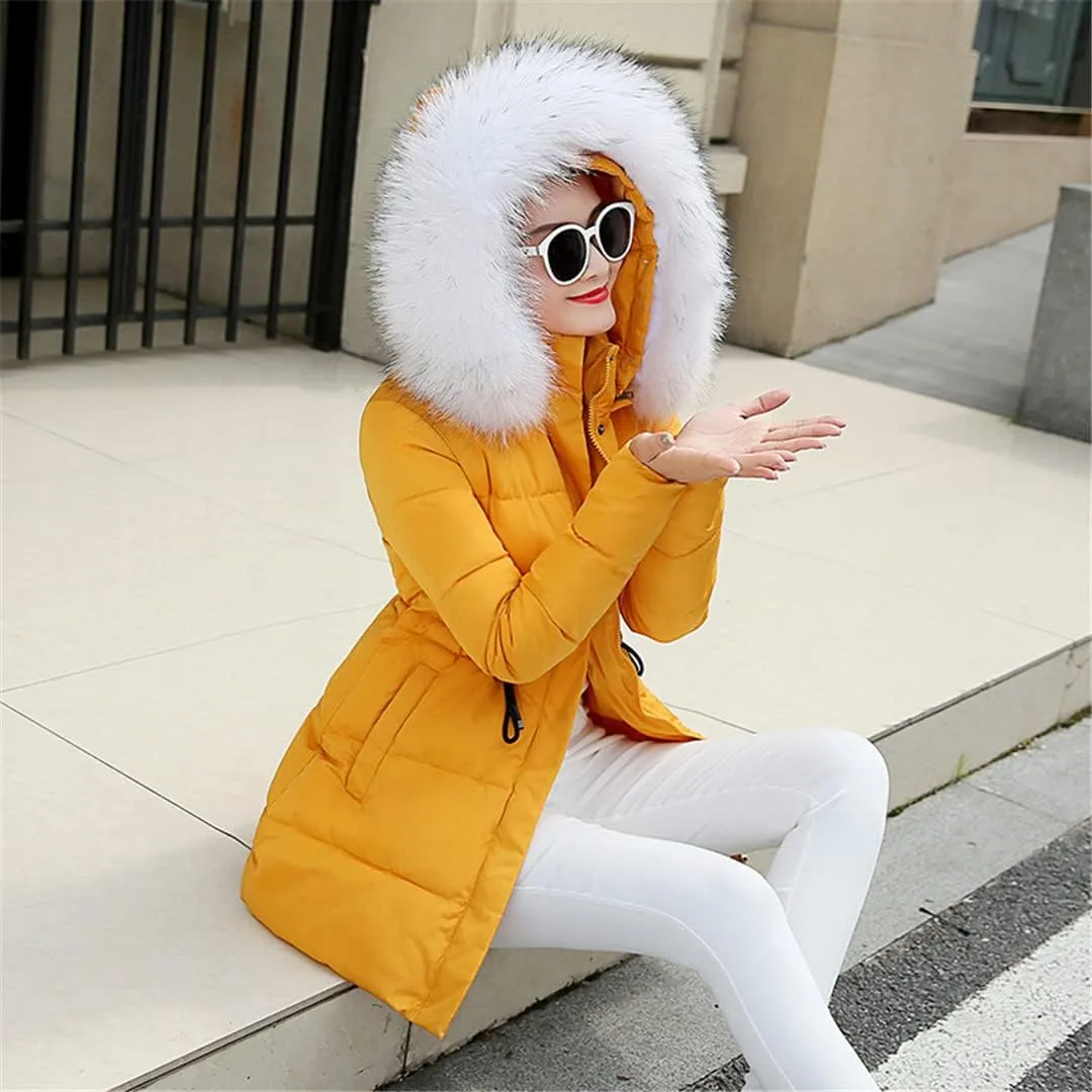 Wvapzxx Winter Women Jacket Hooded Cotton Padded Coat Warm Long Outwear Parka