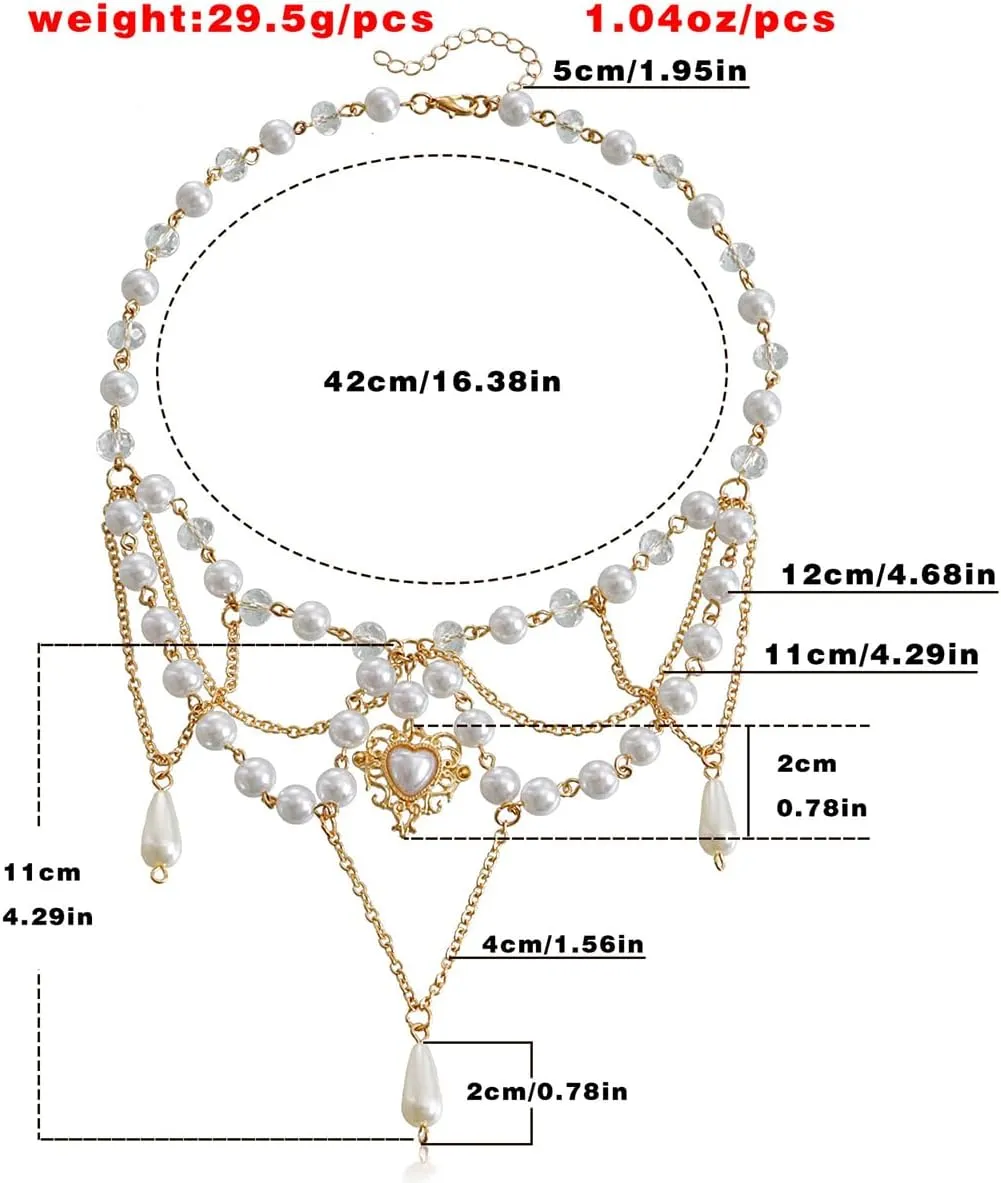 Y2K Layered Pearl Choker Necklaces for Women Crystal Beaded Strawberry Pendant Necklace Vintage Bow Heart Cross Choker Butterfly Tassel Chain Graceful Jewelry Gifts