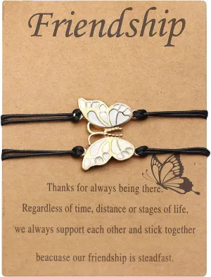 YOOESTORES82 Best Friends Friendship Bracelets Anklet,Long Distance BFF Bracelets,2 Best Friend Butterfly Bracelets for Women,Promise Matching Anklet Birthday Gifts