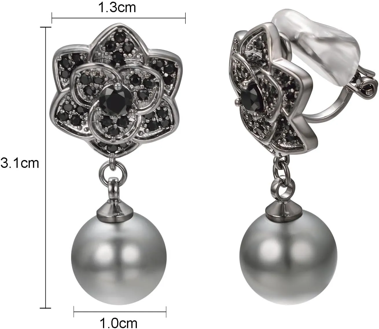 Yoursfs Pearl Clip on Earrings Cubic Zirconia Faux Pearl Dangle Earrings for Women 18K Gold Plated Non Pierced Earrings