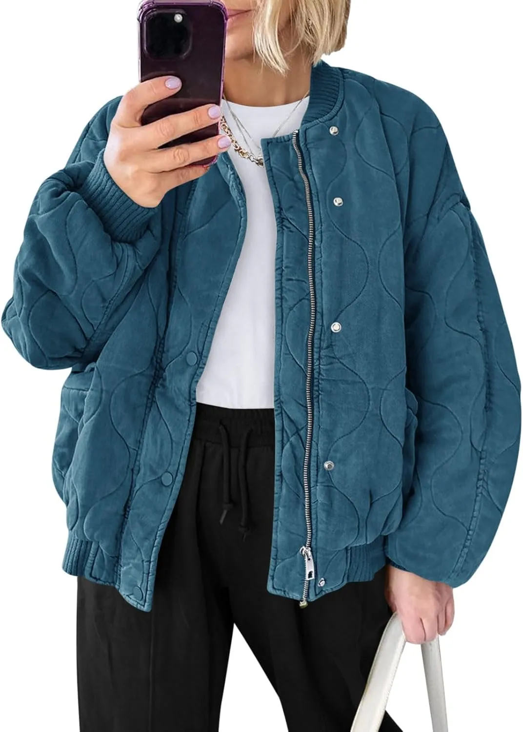 Yousify Winter Jackets for Women Fashion 2024 Casual Puffer Coat Zip Up Lightweight Short Jacket S-2XL