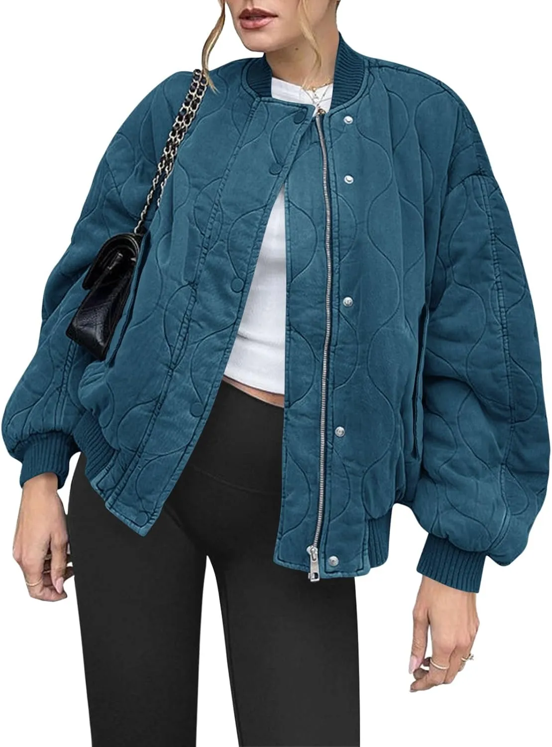 Yousify Winter Jackets for Women Fashion 2024 Casual Puffer Coat Zip Up Lightweight Short Jacket S-2XL