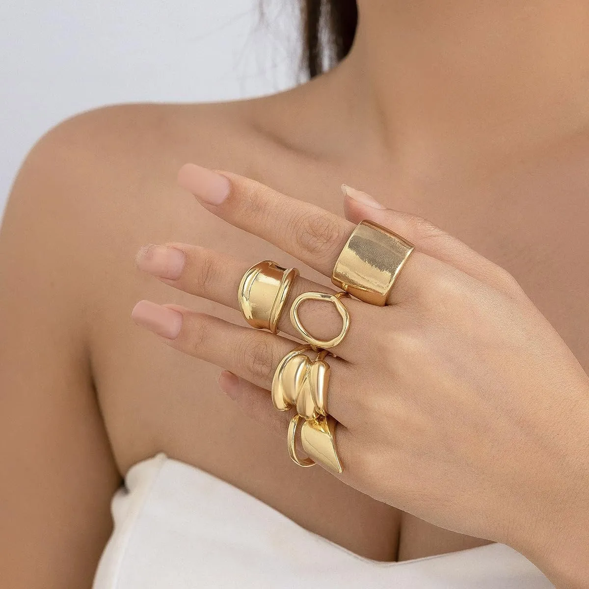 ZMANYIJEW 14K Gold Stackable Knuckle Rings Set for Women,Aesthetic Silver Trendy Dainty Open Midi Rings Set,Midi Finger Rings Pack Jewelry