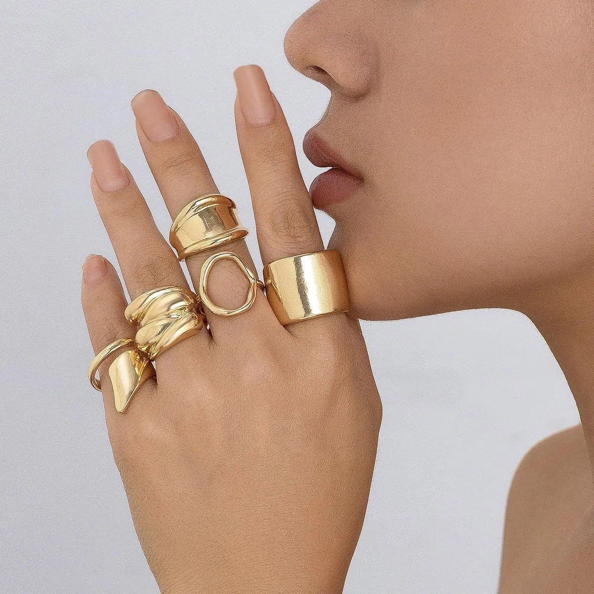 ZMANYIJEW 14K Gold Stackable Knuckle Rings Set for Women,Aesthetic Silver Trendy Dainty Open Midi Rings Set,Midi Finger Rings Pack Jewelry