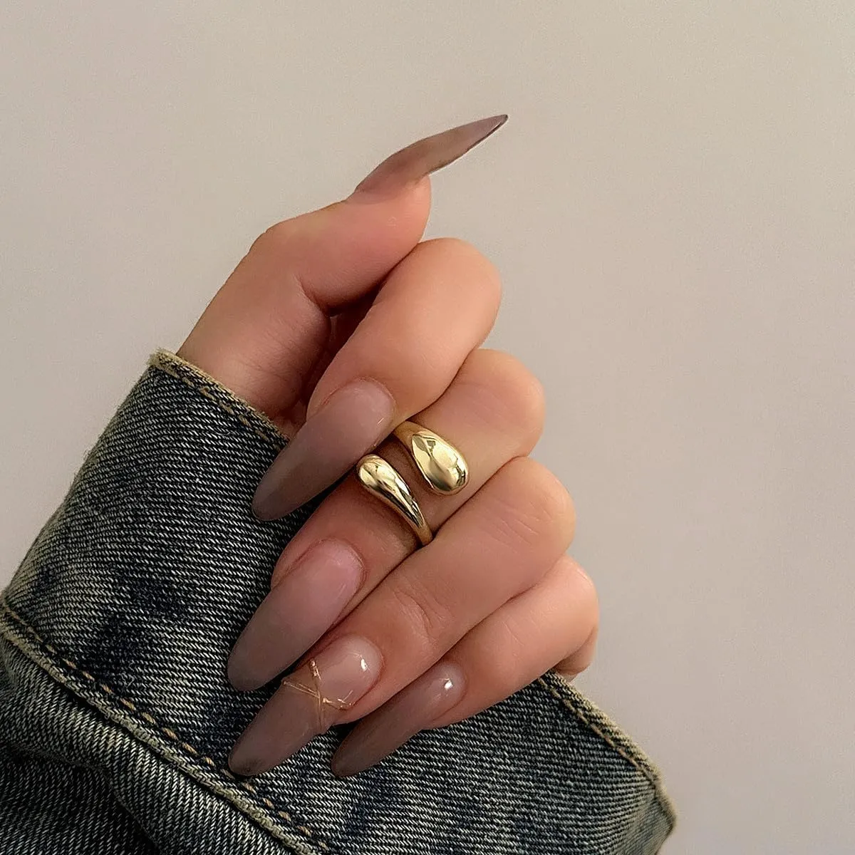 ZMANYIJEW Chunky Gold Rings for Women Adjustable Chunky Silver Round Dome Ring Minimalist Gold Filled Stackable Rings