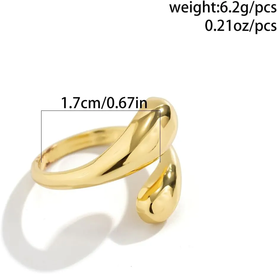 ZMANYIJEW Chunky Gold Rings for Women Adjustable Chunky Silver Round Dome Ring Minimalist Gold Filled Stackable Rings