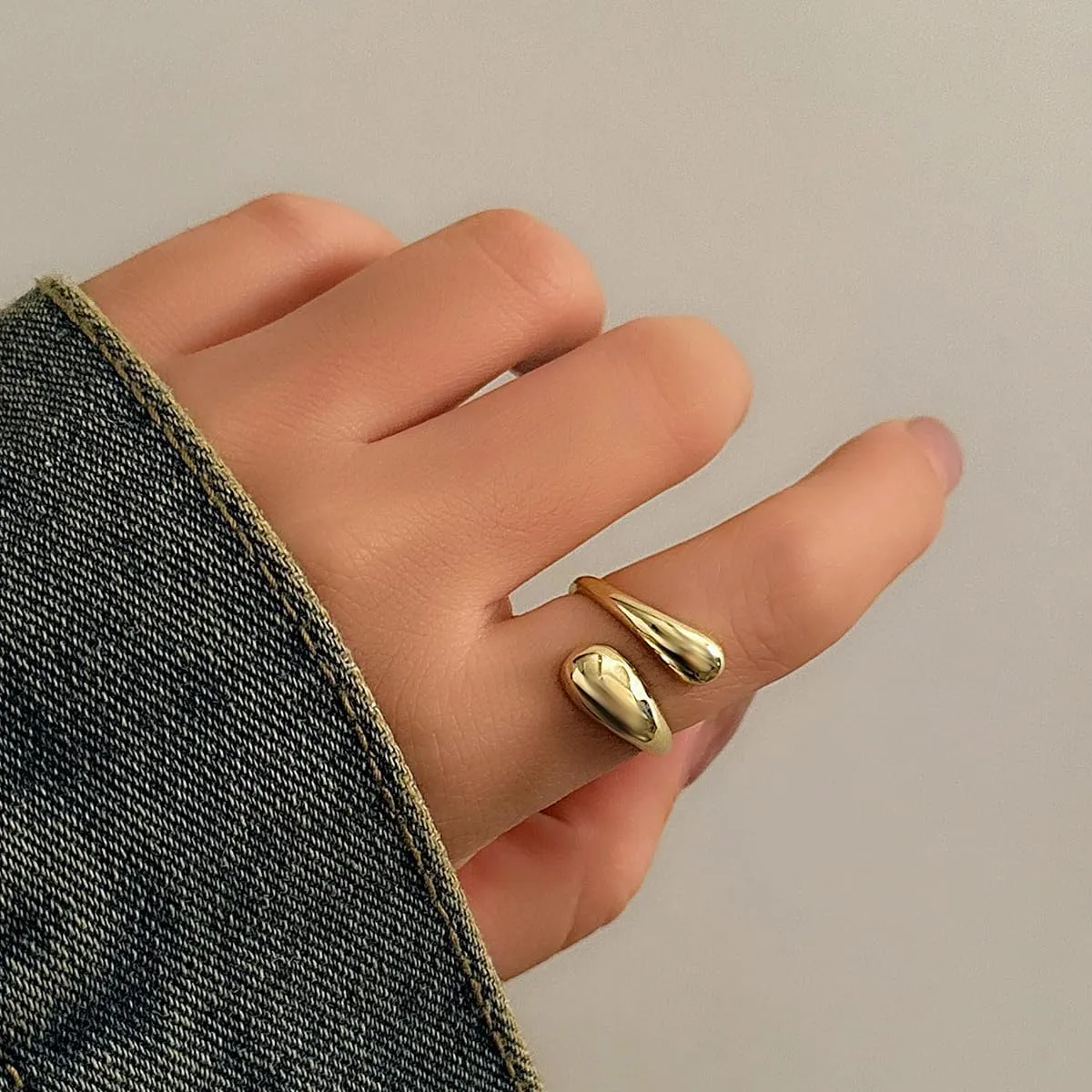 ZMANYIJEW Chunky Gold Rings for Women Adjustable Chunky Silver Round Dome Ring Minimalist Gold Filled Stackable Rings