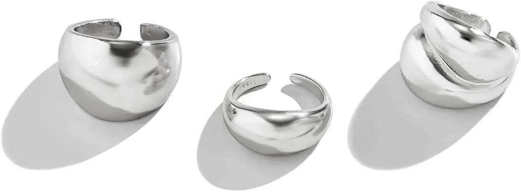 ZMANYIJEW Chunky Gold Rings for Women Adjustable Chunky Silver Round Dome Ring Minimalist Gold Filled Stackable Rings