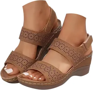 ZSpzx Orthopedic Sandals for Women,2025 Arch Support Wedge Flip Flops Slide Comfortable Open Toe Ankle Strap Summer Walking Hollow Out Outdoor Casual Slip on Beach Plantar Fasciitis Shoes