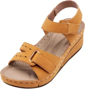 ZSpzx Orthopedic Sandals For Women,Women's Orthotic 2025 Dressy Summer Open Toe Ankle Strap Sandals Casual Strappy Womens Wedges Sandals Beach Sandals Dress Shoes Comfortable Outdoor Walking Shoes