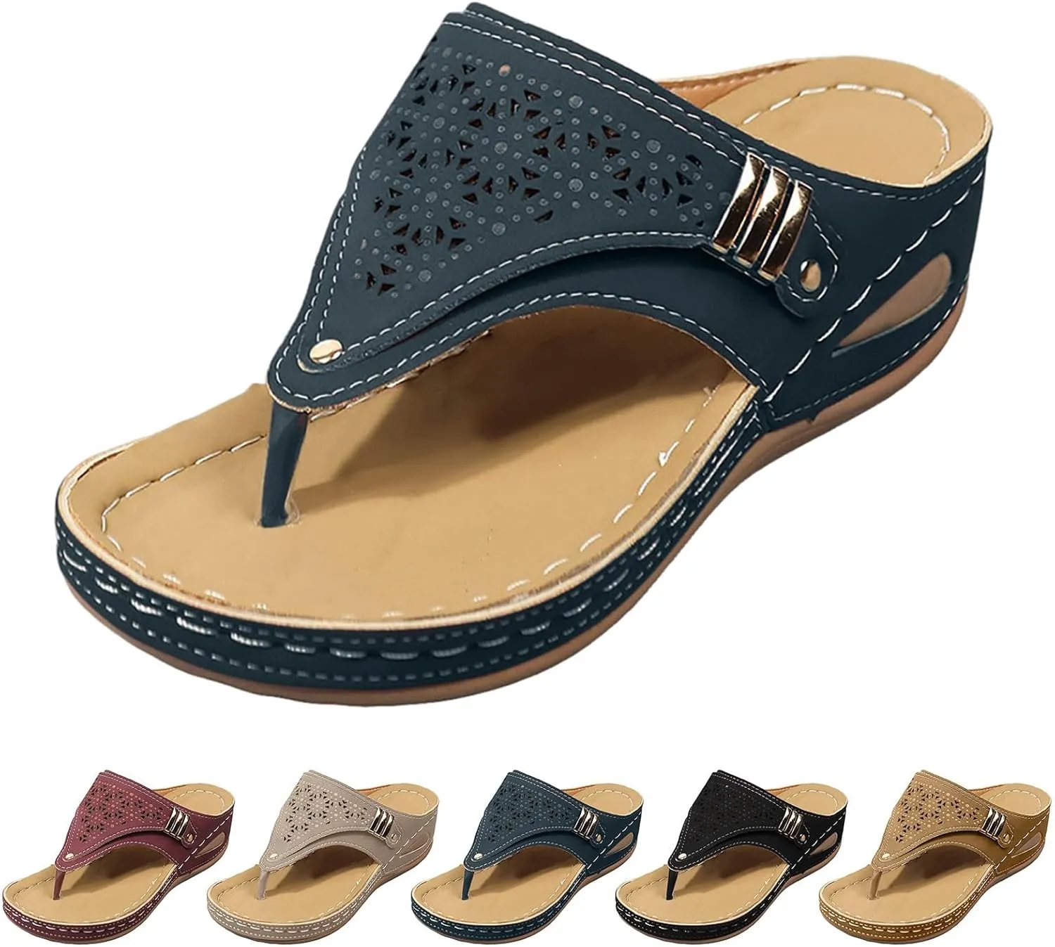 ZSpzx Orthopedic Sandals for Women,Women's Orthotic Dressy Summer 2025 Arch Support Flip Flops Womens Flat Open Toe Casual Slip on Sandals Beach Boho Sandals Comfortable Outdoor Walking Shoes